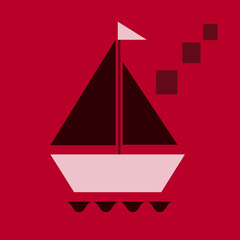 Picture of a red boat on a blue background