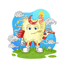 tooth decay samurai cartoon. cartoon mascot vector