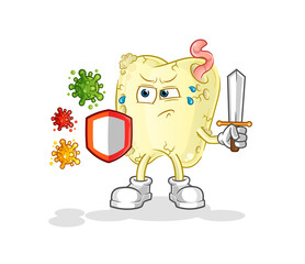 tooth decay against viruses cartoon. cartoon mascot vector