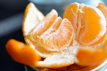 Peeled and sliced into bright tangerines