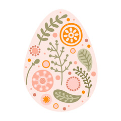 Silhouette cute Easter eggs with floral patterns in pastel colors. Illustration colorful Easter eggs in flat style. Vector