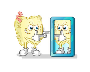 tooth decay looking into mirror cartoon. cartoon mascot vector
