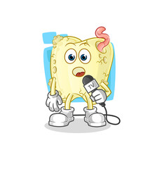 tooth decay tv reporter cartoon. cartoon mascot vector