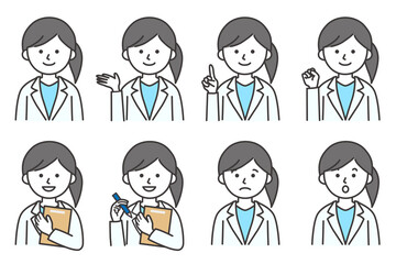 女性 医療 白衣 医者 科学 薬局 研究 人物 イラスト ベクター AI 素材