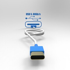 Fototapeta premium The 3d rendering of USB cable ICON isolated with clear background