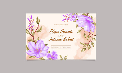 Vintage watercolor flower wedding card template