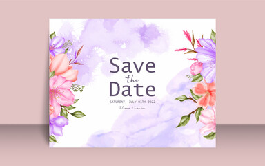 Lovely watercolor flower wedding invitation template