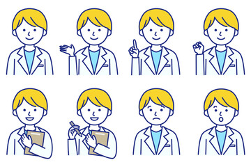 男性 医療 白衣 医者 科学 薬局 研究 人物 イラスト ベクター AI 素材