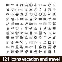 121 icons vacation and travel