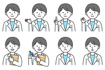 男性 医療 白衣 医者 科学 薬局 研究 人物 イラスト ベクター AI 素材