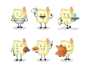 tooth decay restaurant group character. cartoon mascot vector