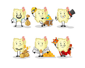 tooth decay rich group character. cartoon mascot vector