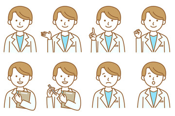 男性 医療 白衣 医者 科学 薬局 研究 人物 イラスト ベクター AI 素材