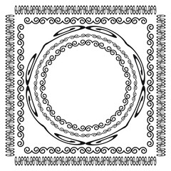 Set of frames with vintage pattern, vector drawing

