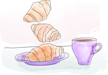 falling croissants and coffee on Fat Thursday