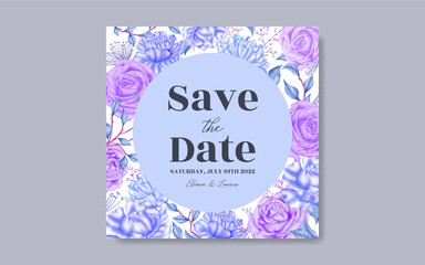 Watercolor flower bouquet wedding invitation card
