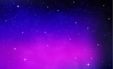 Space background, realistic violet nebula, star.