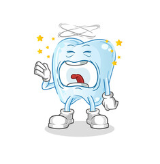 tooth yawn character. cartoon mascot vector