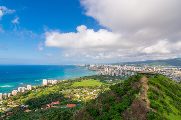 hawaii diamond head panoramic view of the city