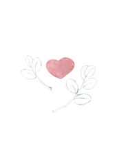Drawn heart with leaves - I love you - greeting card