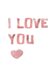 Drawn red heart - I love you - greeting card