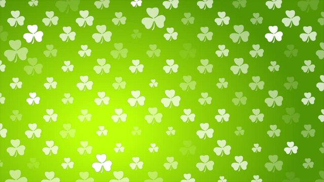 St Patrick Day bright abstract motion background with shamrock leaves. Seamless looping. Video animation Ultra HD 4K 3840x2160