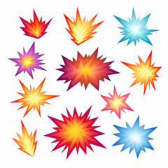 Comic book explosion set, vector illustration
