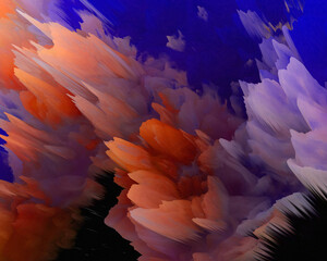Obraz premium blue and yellow abstract cloud smoke 3d background digital painting strong color
