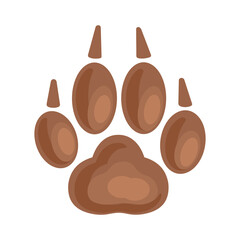 Paw print of a dog, a wild animal. Flat illustration isolated on white background