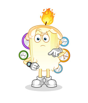 candle with wristwatch cartoon. cartoon mascot vector