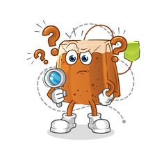 tea bag searching illustration. character vector