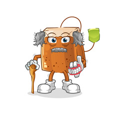 tea bag white haired old man. character vector