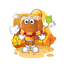 tea bag in the autumn. cartoon mascot vector