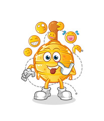 wooden honey dipper laugh and mock character. cartoon mascot vector
