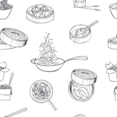 Asian food  vector pattern.