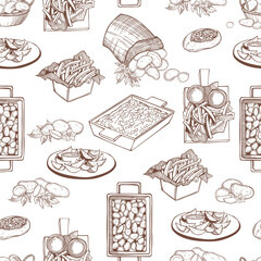 Dishes from potatoes.Vector pattern