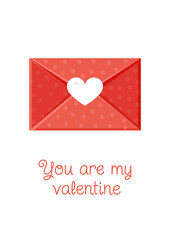 Greeting card with an envelope. Love message. Love letter for Valentine's Day for poster, print, holiday card.