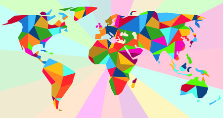 Fototapeta na wymiar Sustainable Development Goals, Agenda 2030. World map polygon design in SDG colors. Vector illustration EPS 10, isolated and editable 