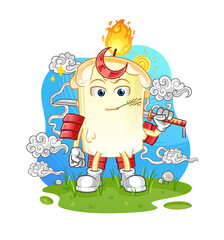 candle samurai cartoon. cartoon mascot vector