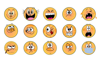 Set of colored emoticons with emotions