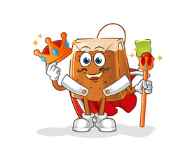 Obraz premium tea bag king vector. cartoon character