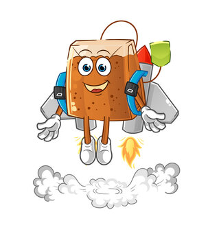 recommend clip art: tea bag with jetpack mascot. cartoon vector