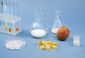 abstract laboratory for making research in New Food Innovation, Alternative vegan potato milk