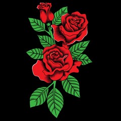Vector illustration of red roses
