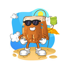 tea bag sunbathing in summer. character vector