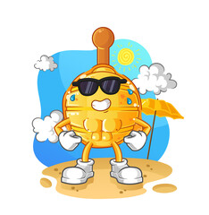 wooden honey dipper sunbathing in summer. character vector