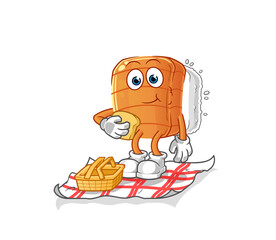 sushi on a picnic cartoon. cartoon mascot vector