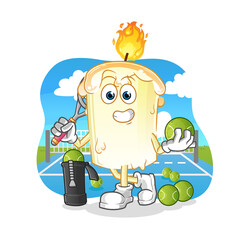 candle plays tennis illustration. character vector