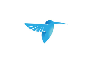 Creative Abstract Blue Hummingbird Logo Vector Symbol Icon Sign Illustration