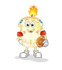 candle playing rugby character. cartoon mascot vector